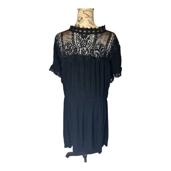 Democracy black lace top mini dress. 1X - Picture 3 of 4